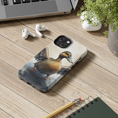 Graceful Duck in Watercolor Scene - iPhone Case