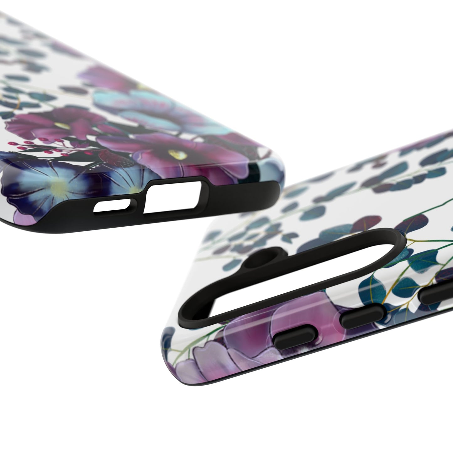 Moody Purple & Teal Floral Samsung Galaxy Series Case – Elegant Botanical Design