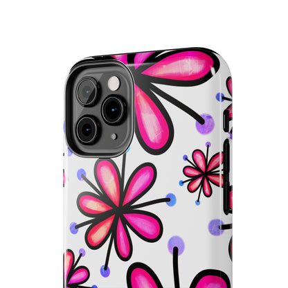 Pink Retro Bloom iPhone Case – Ultra-Slim Design, Glossy Finish