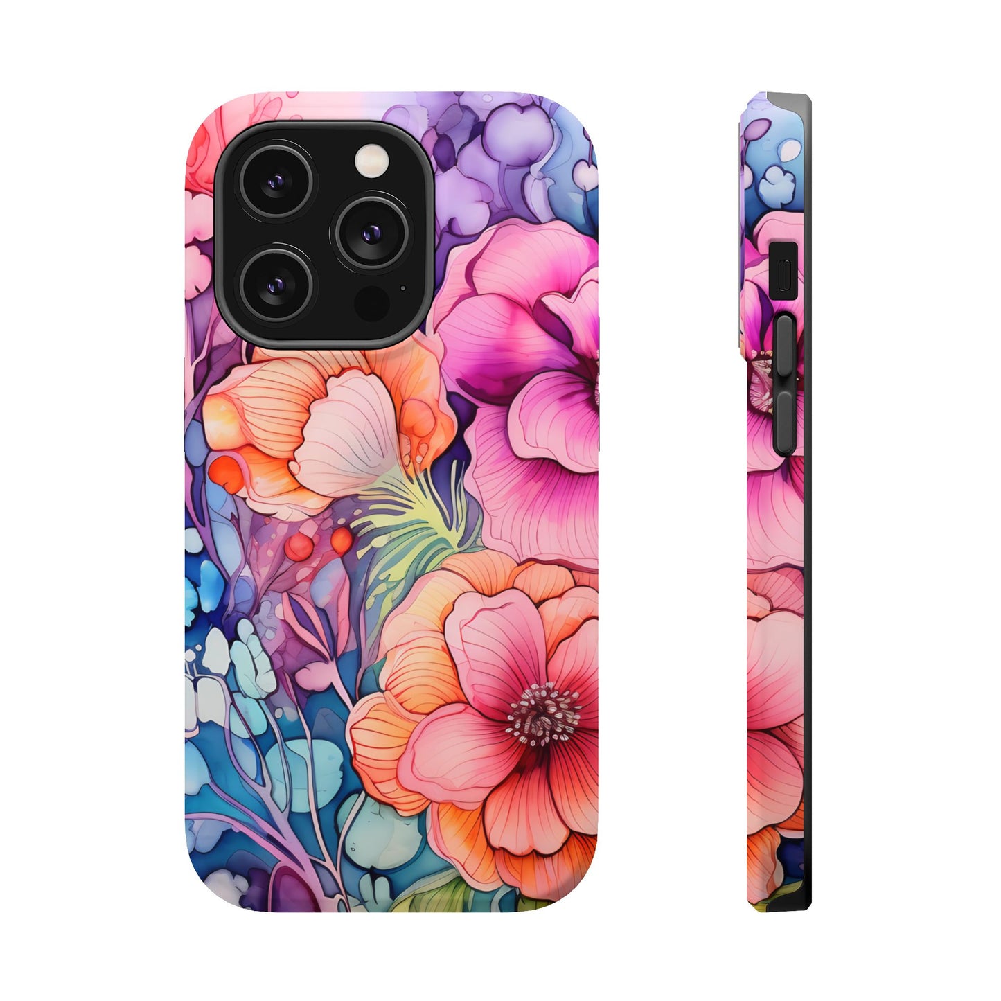 Bright Watercolor Floral Splash MagSafe iPhone Series Case – Bold Artistic Design