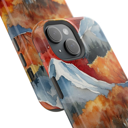 Autumn Mountain Forest Watercolor - MagSafe iPhone Case