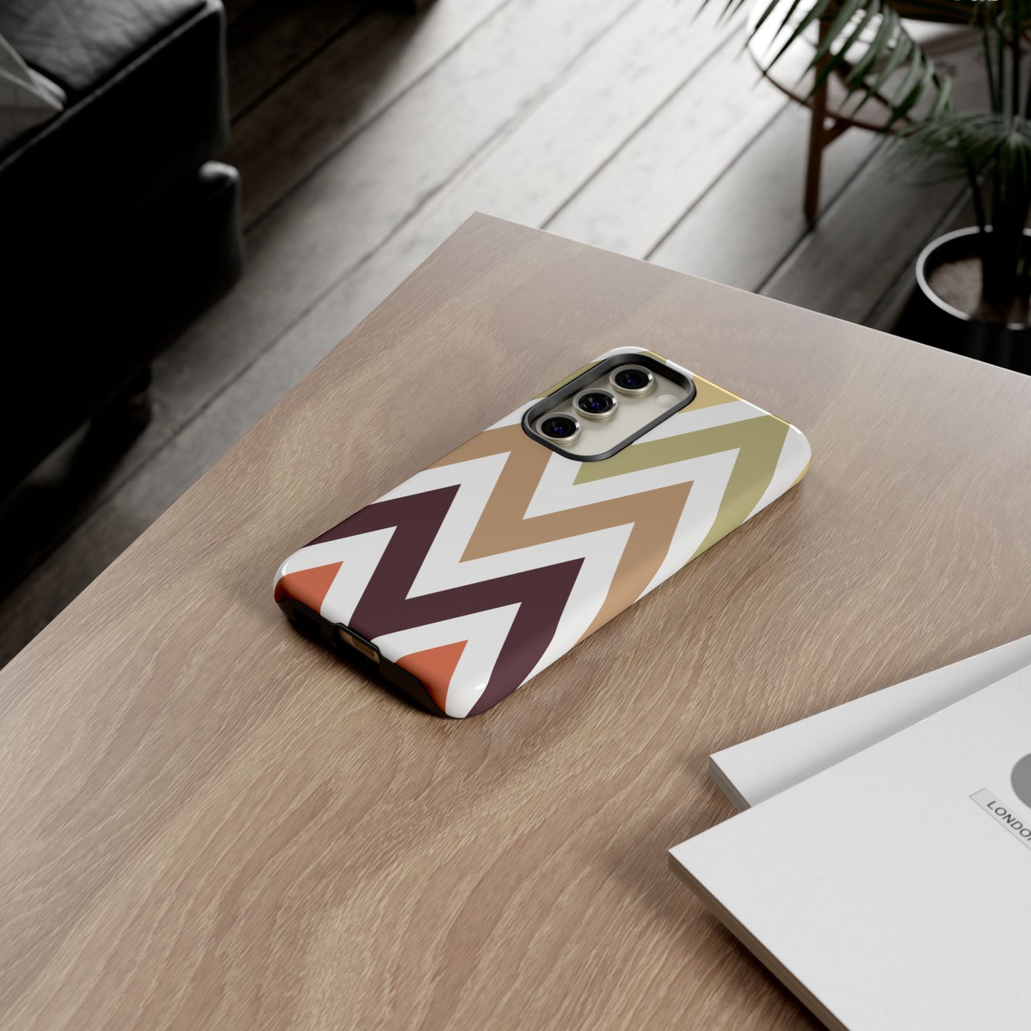 Earthy Chevron Samsung Galaxy Case – Boho-Inspired Design with Dual-Layer Protection