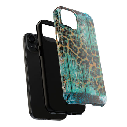 Turquoise Rustic Leopard Wood - iPhone Series Case