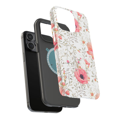 Pink Floral Watercolor MagSafe iPhone Case – Elegant Blossom Design with Magnetic Compatibility