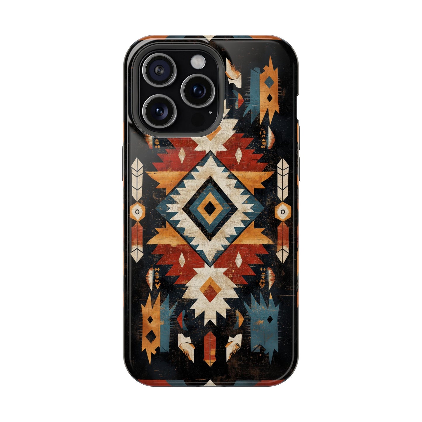 Southwestern Arrow & Diamond Tough MagSafe iPhone Case – Bold Tribal Design, Dual-Layer Protection