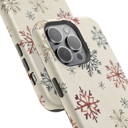 Vintage Red and Gray Snowflake Pattern – MagSafe iPhone Series Case