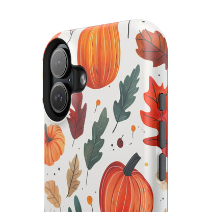 Autumn Harvest MagSafe iPhone Case - Pumpkin and Fall Leaf Design