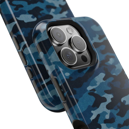 Dark Blue Camouflage – MagSafe iPhone Case with Modern Rugged Style