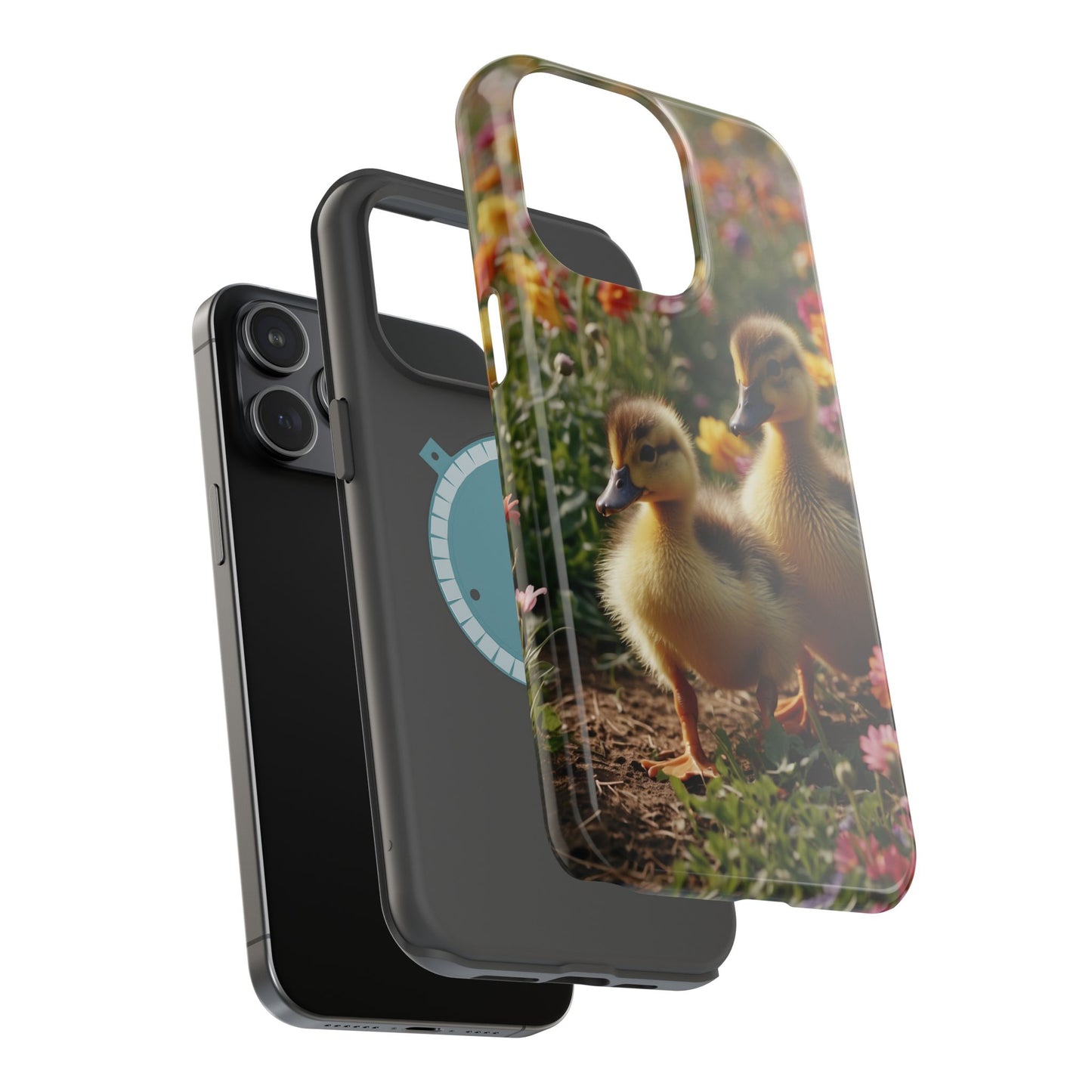 Charming Ducklings in Floral Garden - MagSafe iPhone Case