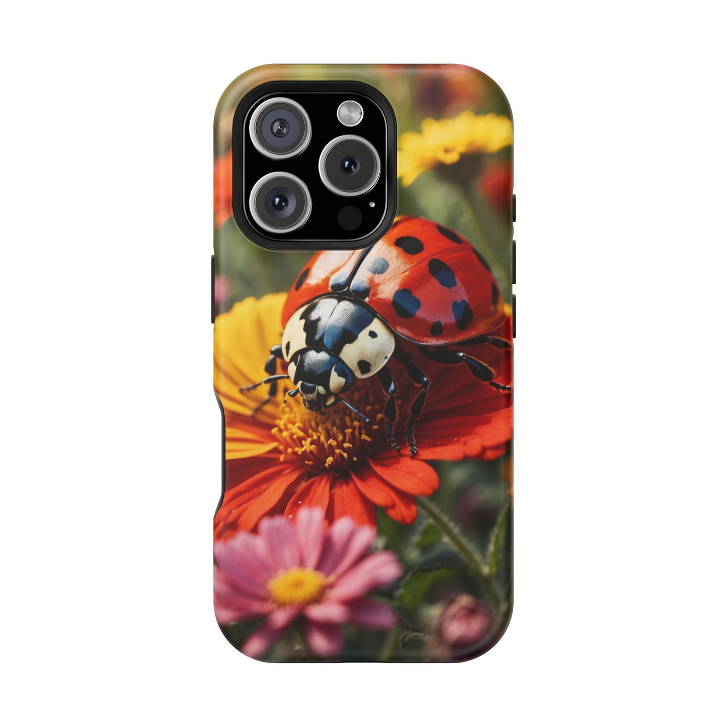 Ladybug on Orange Daisy - MagSafe iPhone Case