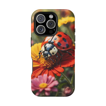 Ladybug on Orange Daisy - MagSafe iPhone Case