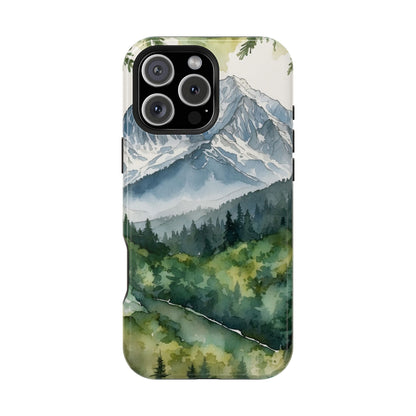 Watercolor Alpine Mountainscape - MagSafe iPhone Case