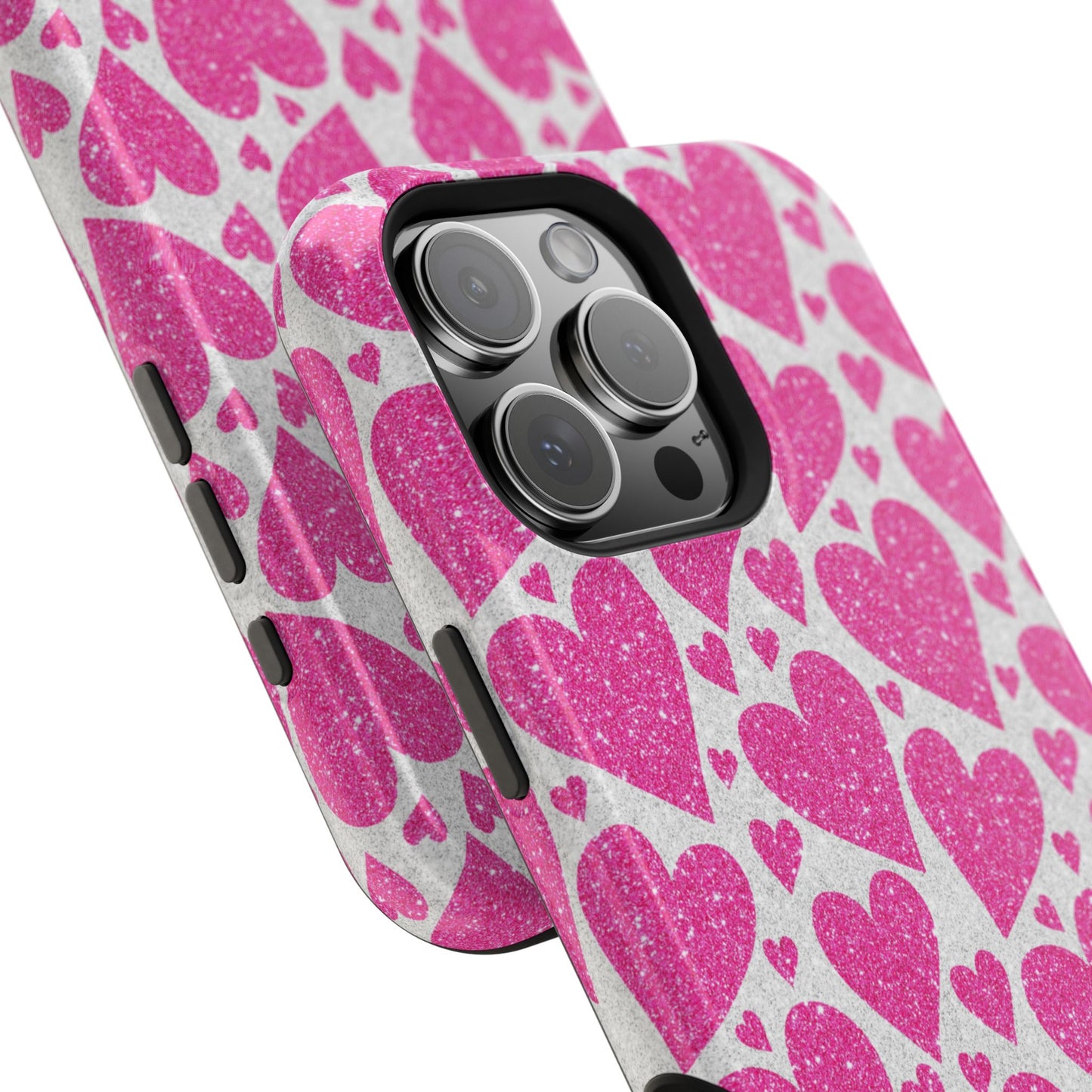 Pink Glitter Hearts Pattern MagSafe Case