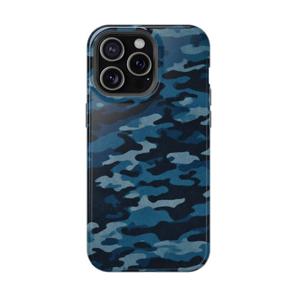 Dark Blue Camouflage – MagSafe iPhone Case with Modern Rugged Style