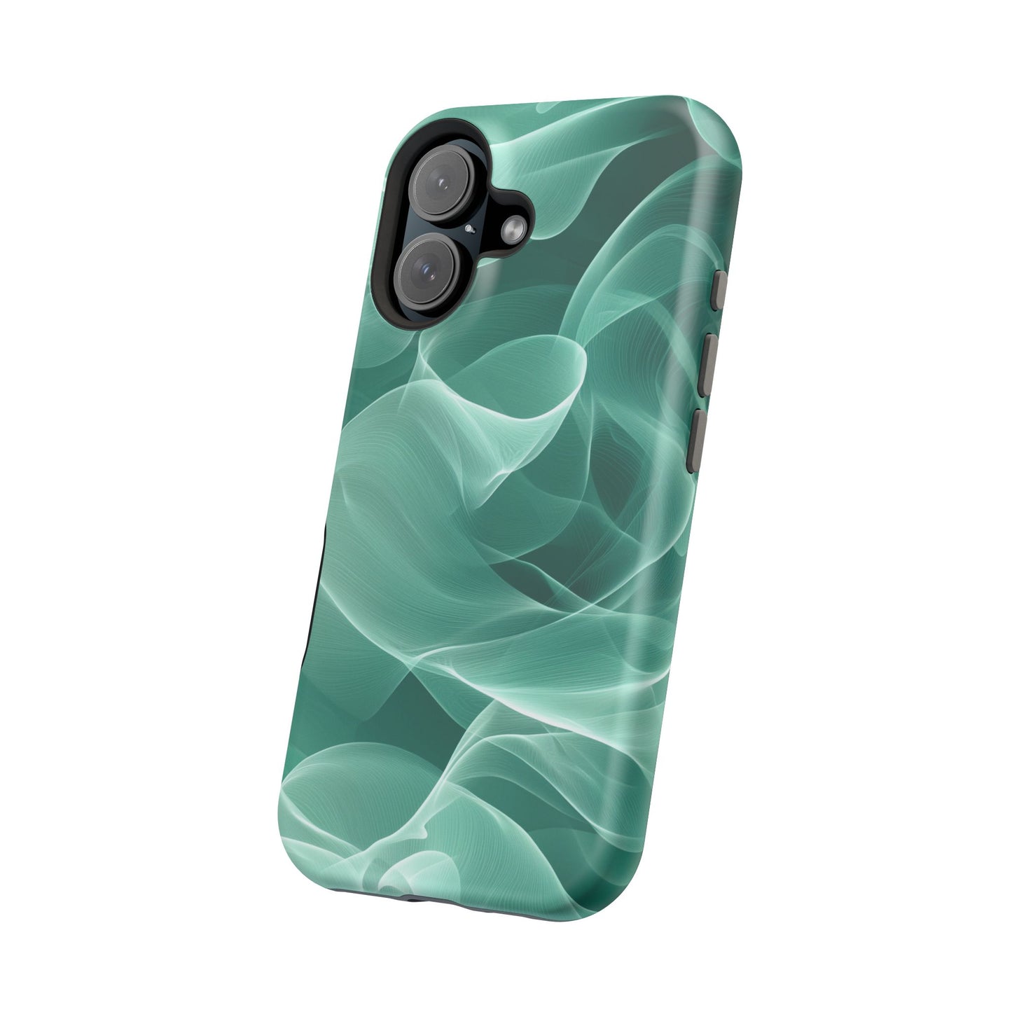 Emerald Flow MagSafe iPhone Case – Translucent Green Fabric-Inspired Design