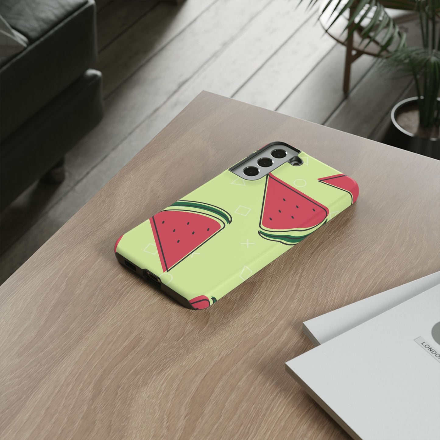 Watermelon Slice Samsung Galaxy Case – Fresh & Fun Design with Retro Geometric Pattern