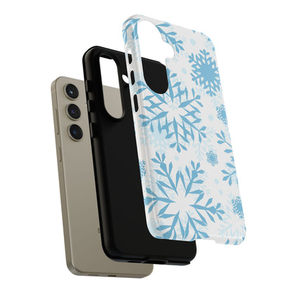 Frosty Blue Snowflakes Samsung Galaxy Case – Shockproof, Smooth Matte Finish, Dual-Layer Design