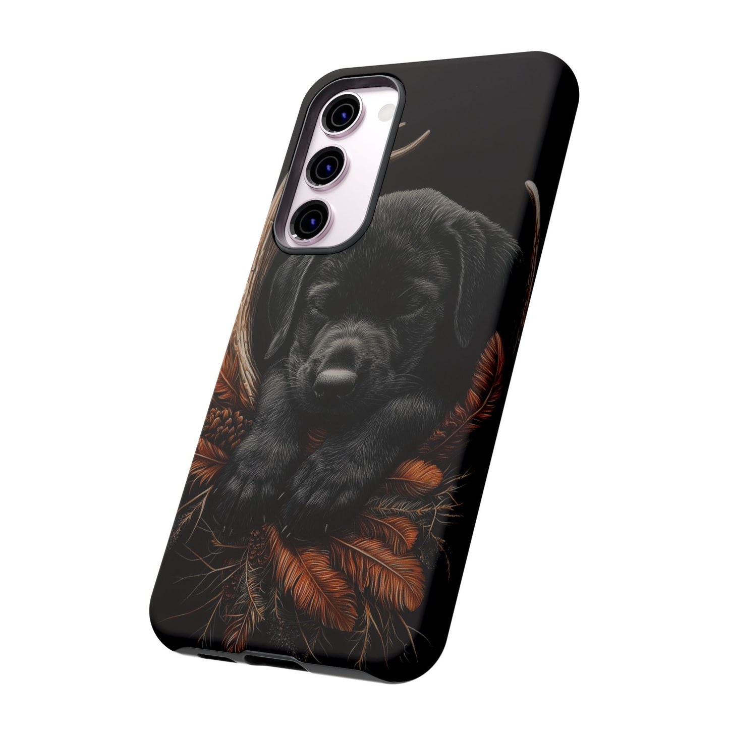 Charming Black Labrador Puppy on Feathers Samsung Galaxy Case