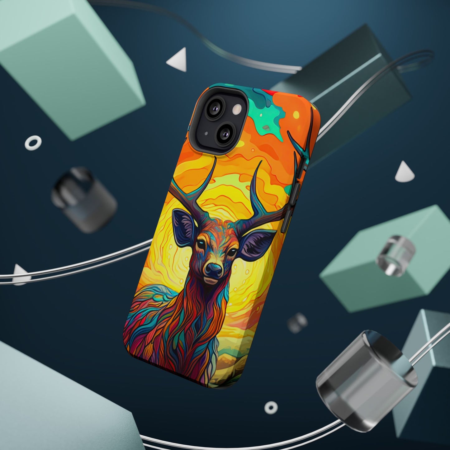 Vibrant Stag in Bloom – MagSafe iPhone Case