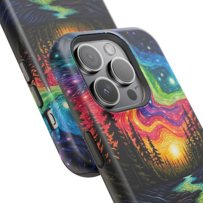 Celestial Nightscape MagSafe iPhone Case – Vibrant River and Starry Sky Design