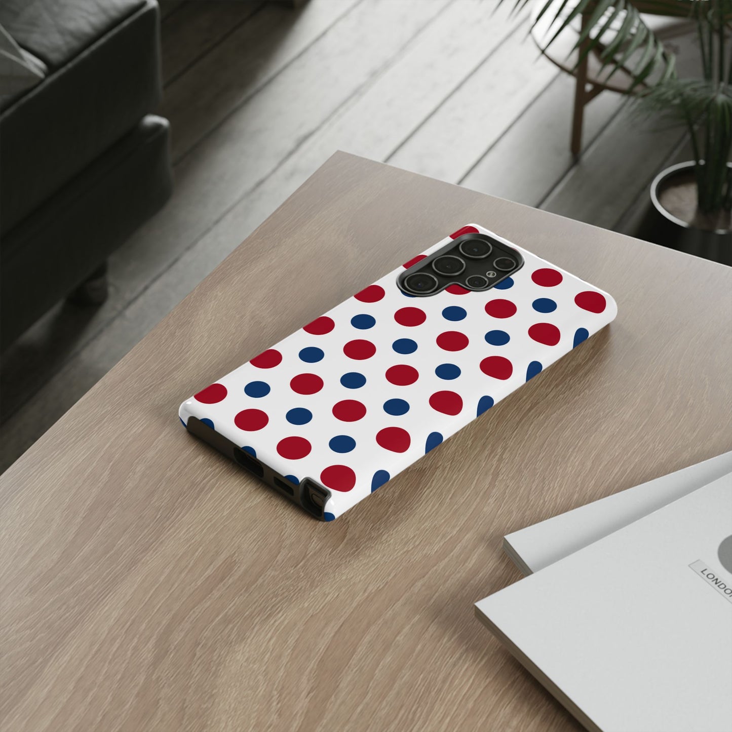 Patriotic Navy, White, and Red Polka Dot Samsung Galaxy Case