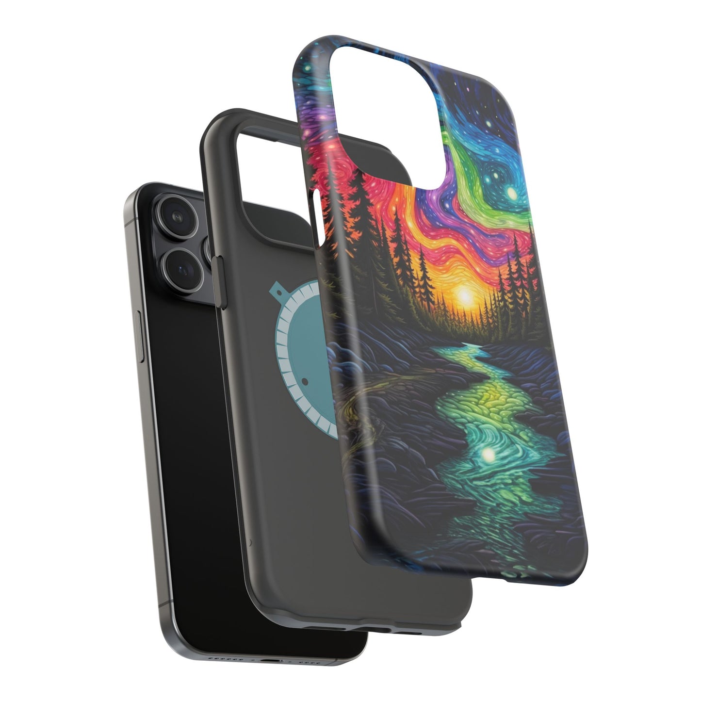 Celestial Nightscape MagSafe iPhone Case – Vibrant River and Starry Sky Design