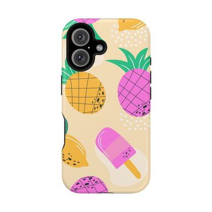 Tropical Pop MagSafe iPhone Case – Fun Pineapple & Lemon Design with Vibrant Summery Colors