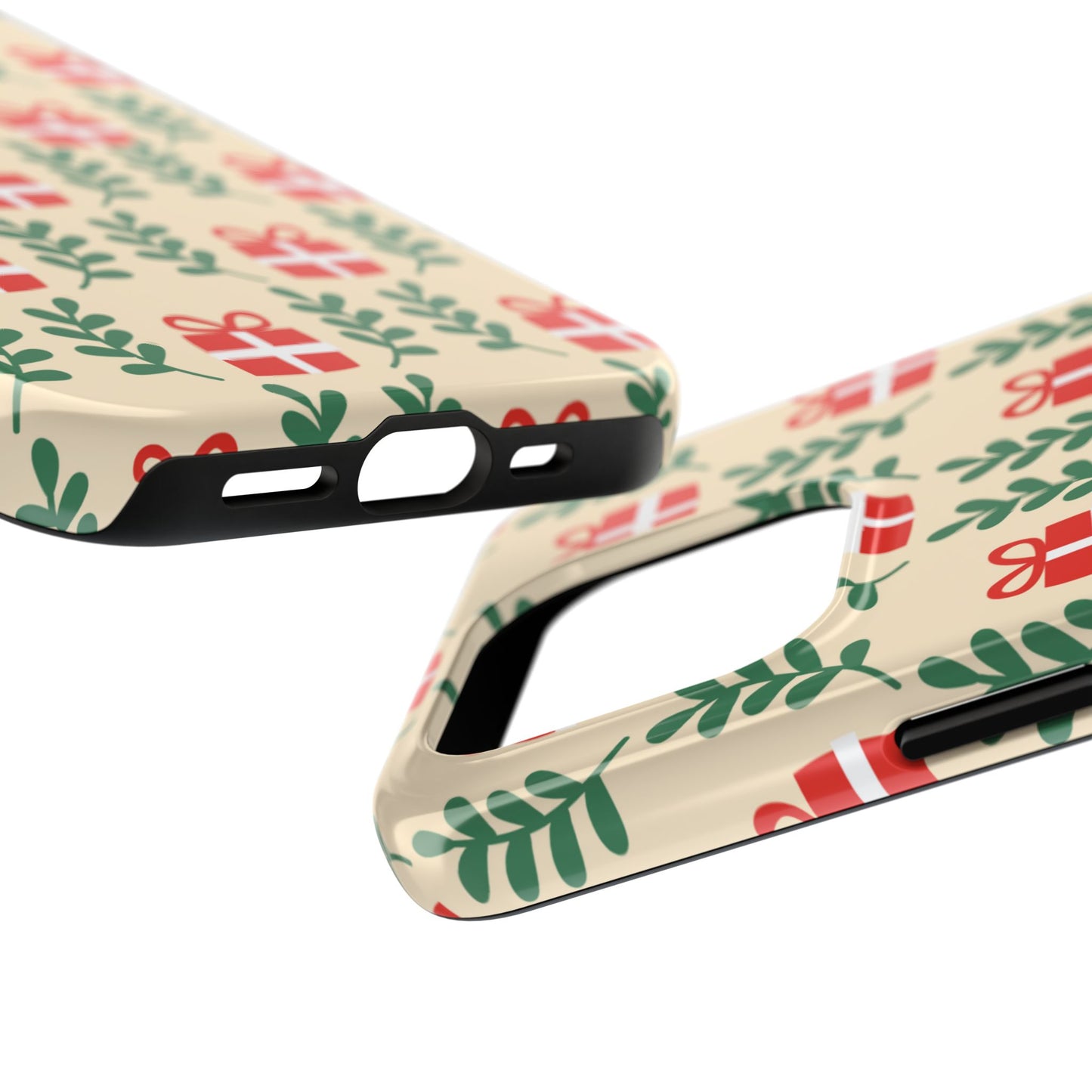 iPhone Case: Holiday Cheer – Red Gifts & Green Leaves