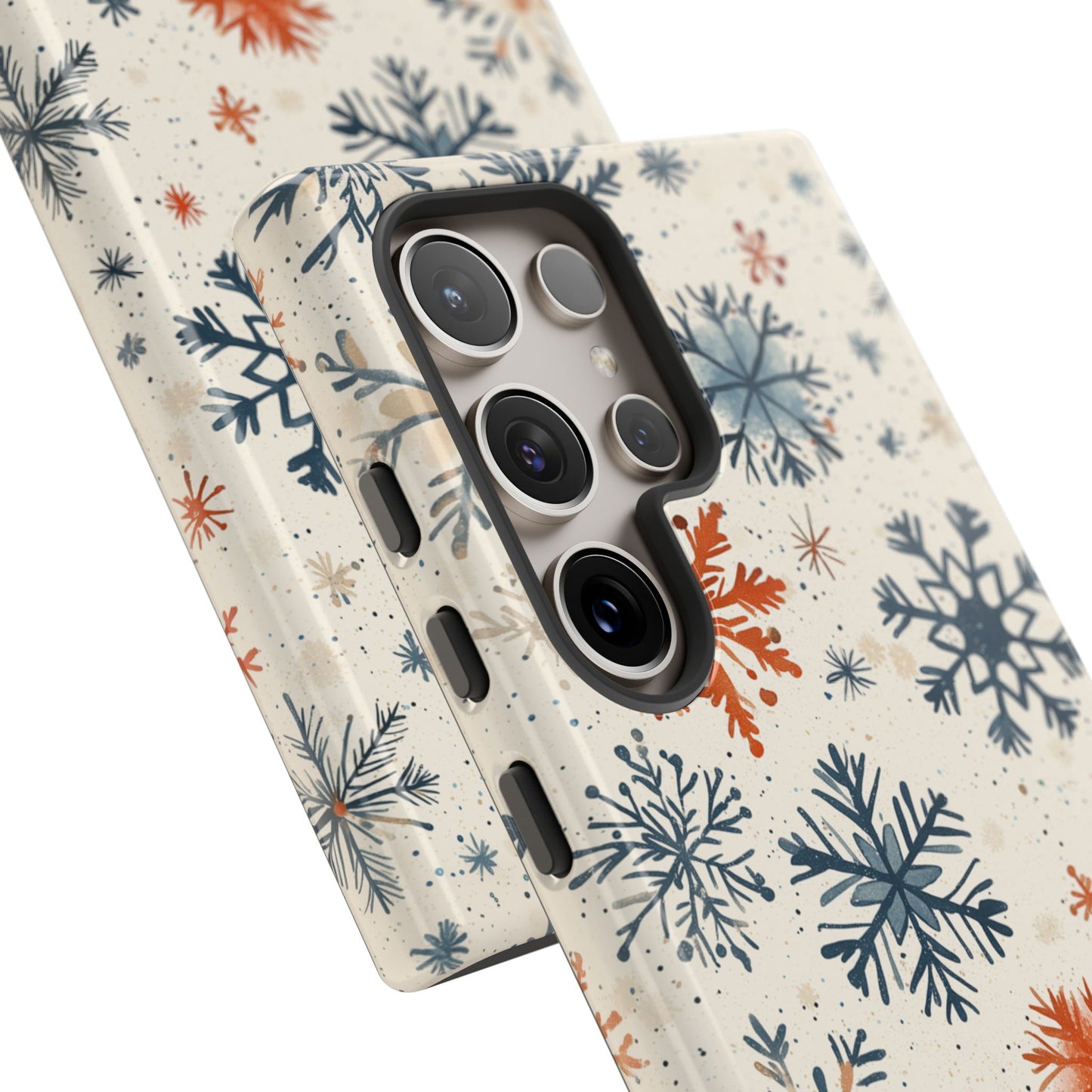 Rustic Orange and Blue Snowflake Pattern – Samsung Galaxy Series Case