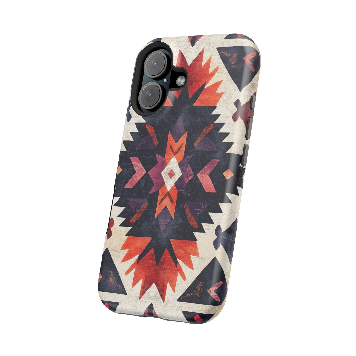 Boho Tribal Starburst Tough MagSafe iPhone Case – Vibrant Geometric Design, Dual-Layer Protection