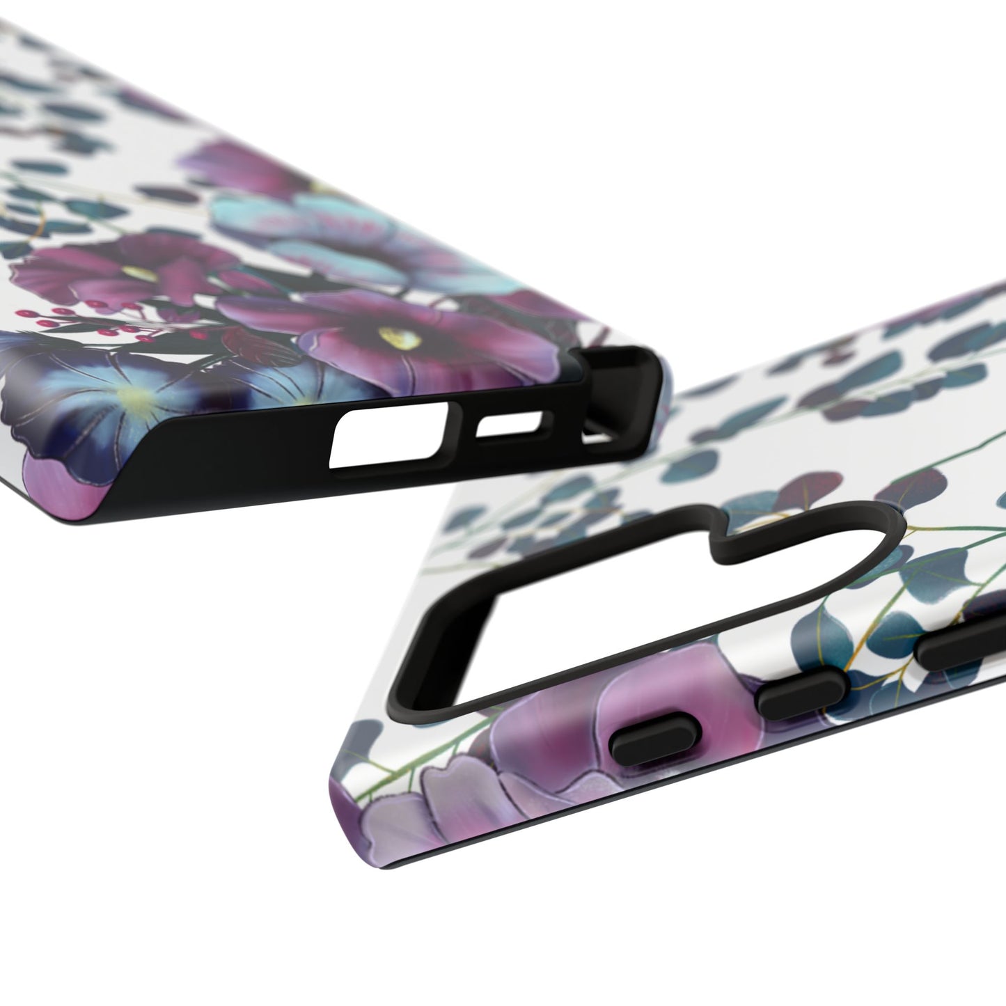 Moody Purple & Teal Floral Samsung Galaxy Series Case – Elegant Botanical Design