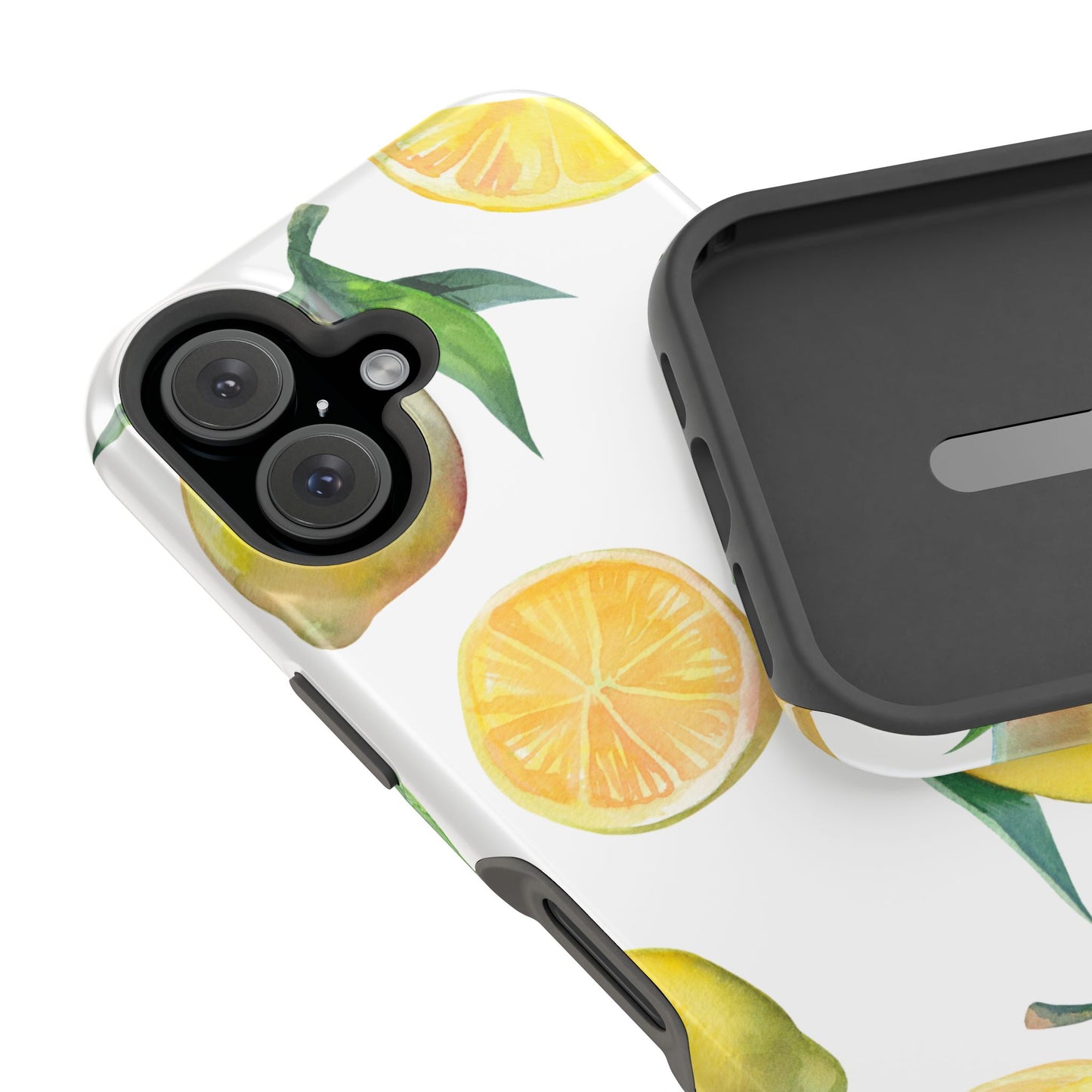 Lemon Grove Watercolor Tough MagSafe iPhone Case – Fresh Citrus Design, Dual-Layer Protection