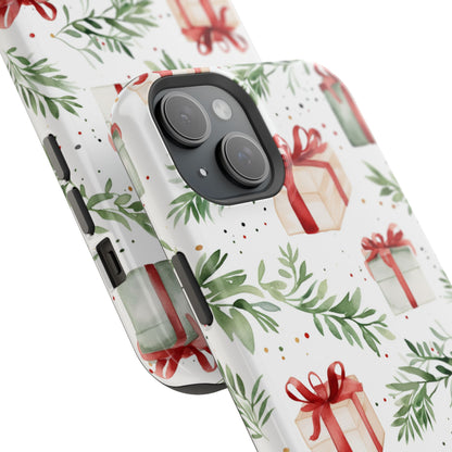 Watercolor Holiday Gifts & Greenery - MagSafe iPhone Series Case