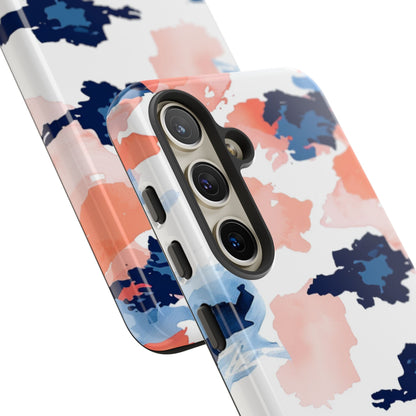 Abstract Coral & Navy Watercolor Design – Samsung Galaxy Case