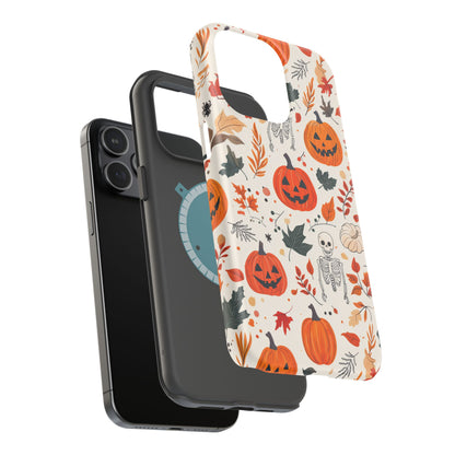 Halloween Pumpkin & Skeleton MagSafe iPhone Case – Spooky Autumn Design