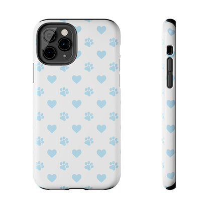 Light Blue Paw Prints & Hearts – iPhone Case for Animal Lovers