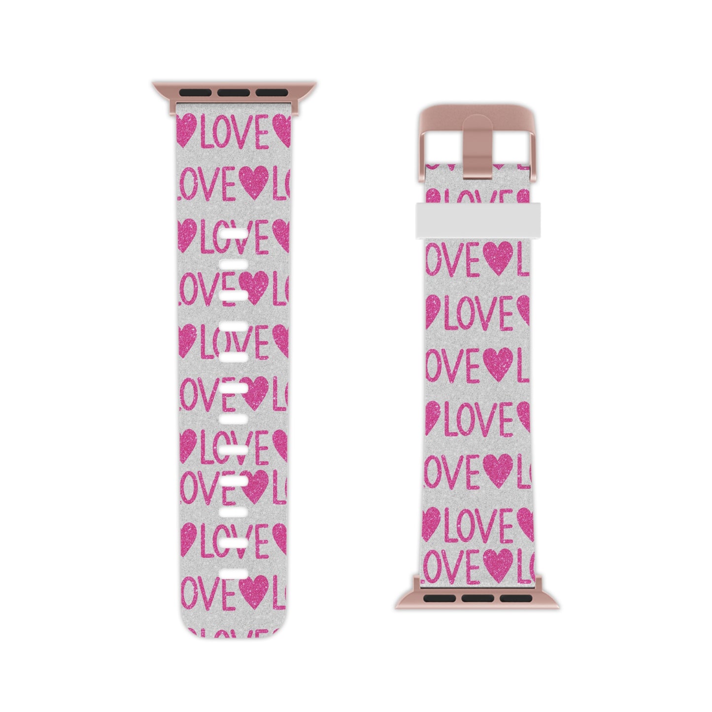 Pink Glitter Love Pattern  Apple Watch Band