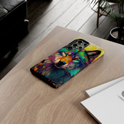 Rainbow Wolf in Bloom – Samsung Galaxy Case with Vivid Nature Design