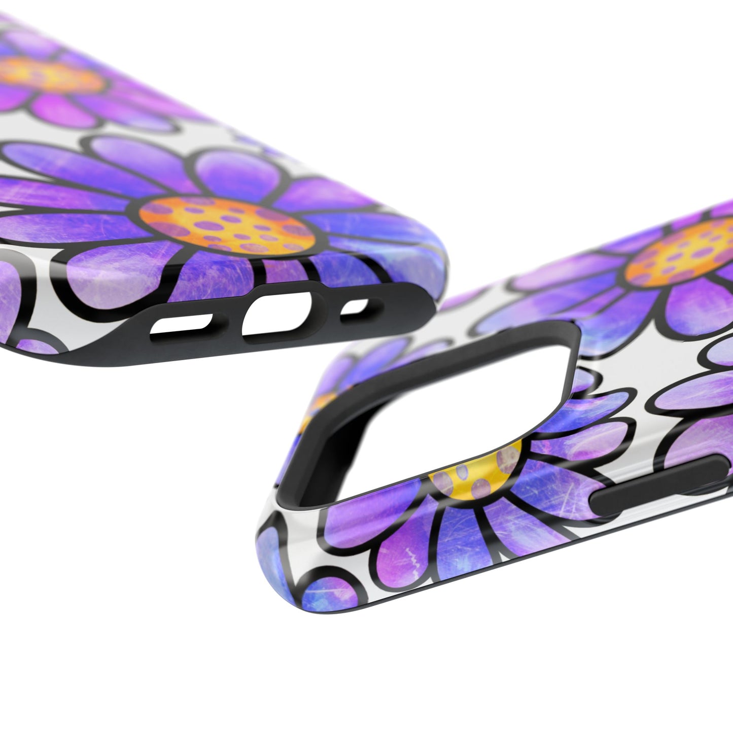 Purple Daisy Delight MagSafe iPhone Case – Slim Profile, Glossy Finish