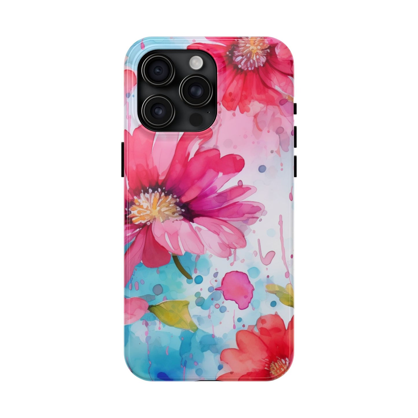 Vibrant Watercolor Red & Pink Floral - iPhone Case