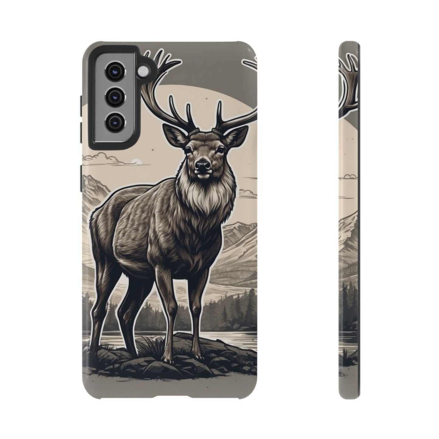 Monochrome Majesty – Regal Stag Samsung Galaxy Phone Case