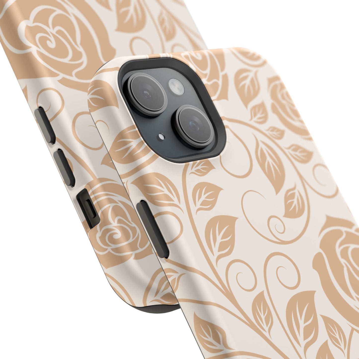 Vintage Rose Vine Tough MagSafe iPhone Case – Elegant Floral Pattern with Dual-Layer Protection