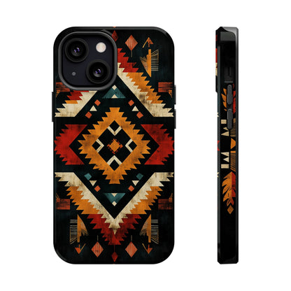 Southwestern Tribal Diamond Tough MagSafe iPhone Case – Bold Geometric Pattern, Dual-Layer Protection