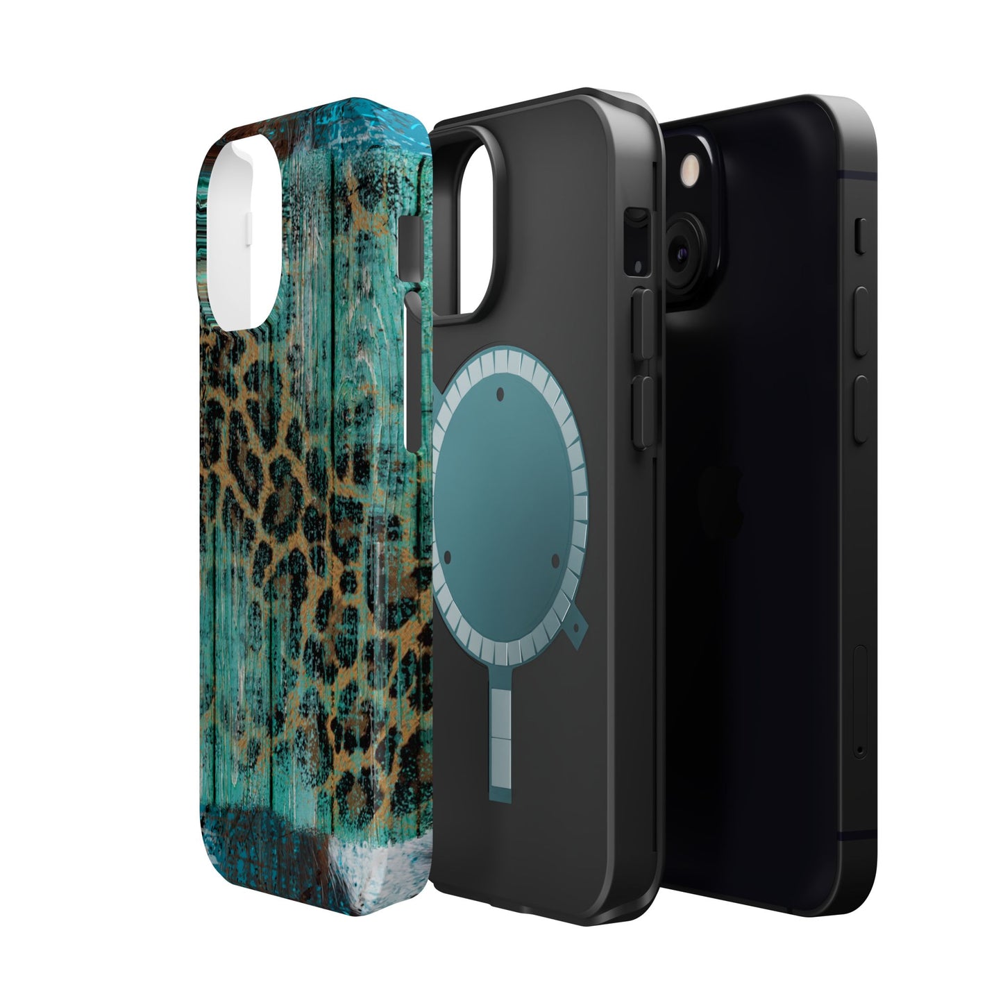 Turquoise Rustic Leopard Wood - MagSafe  iPhone Series Case