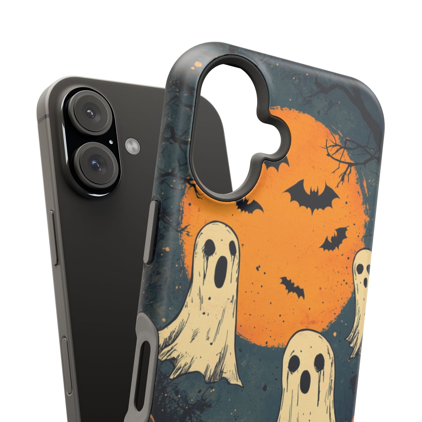 Haunted Ghosts & Full Moon MagSafe iPhone Case – Spooky Halloween Design