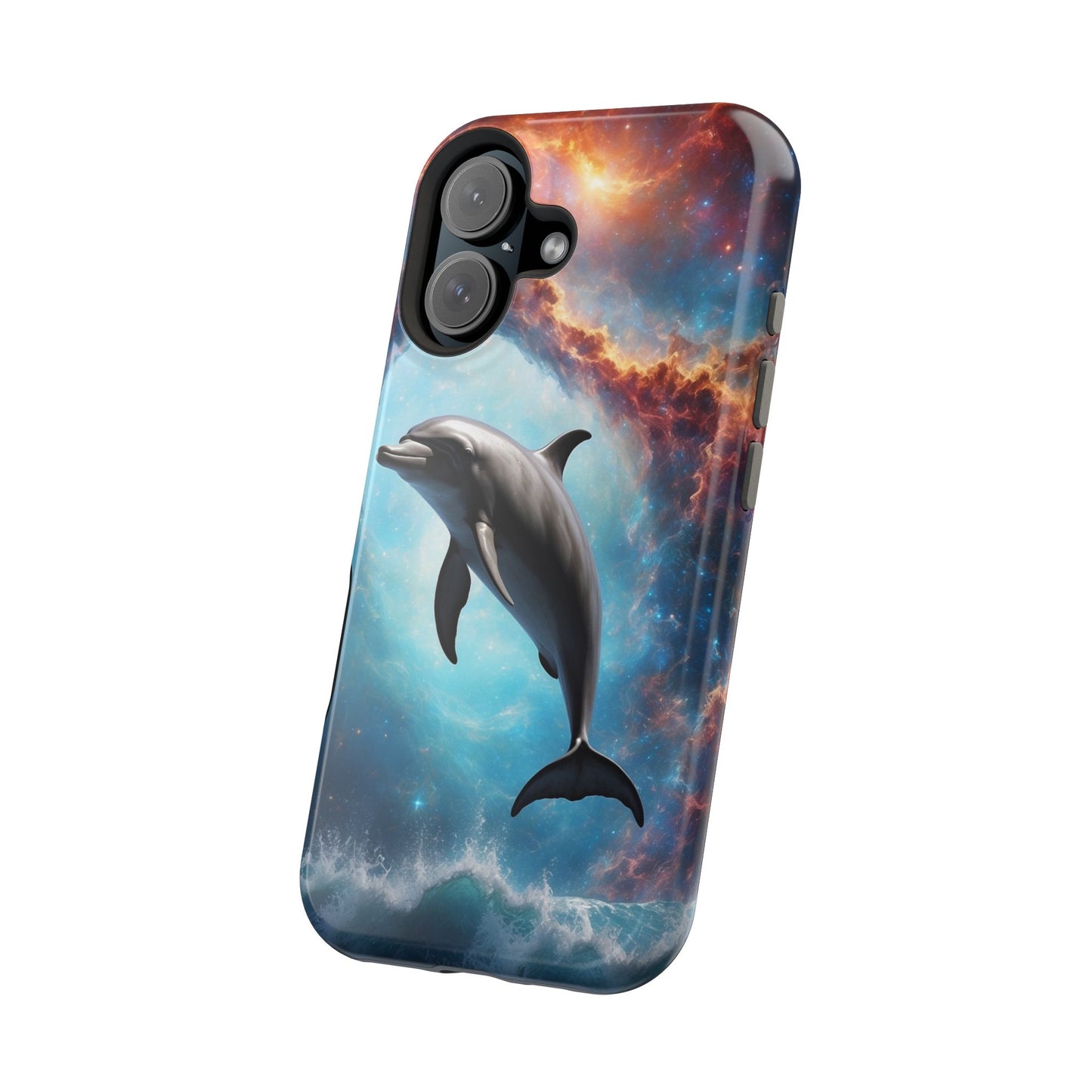 Cosmic Dolphin Space Vibes - MagSafe-Compatible Case