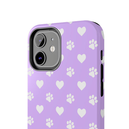 Lilac Paw Prints & Hearts – iPhone Case