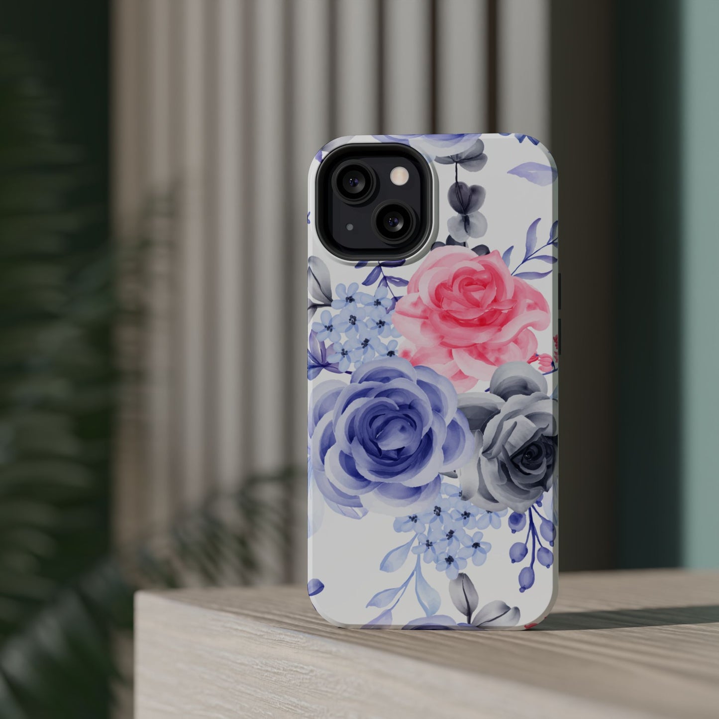 Elegant Blue Floral Watercolor Design – MagSafe iPhone Case