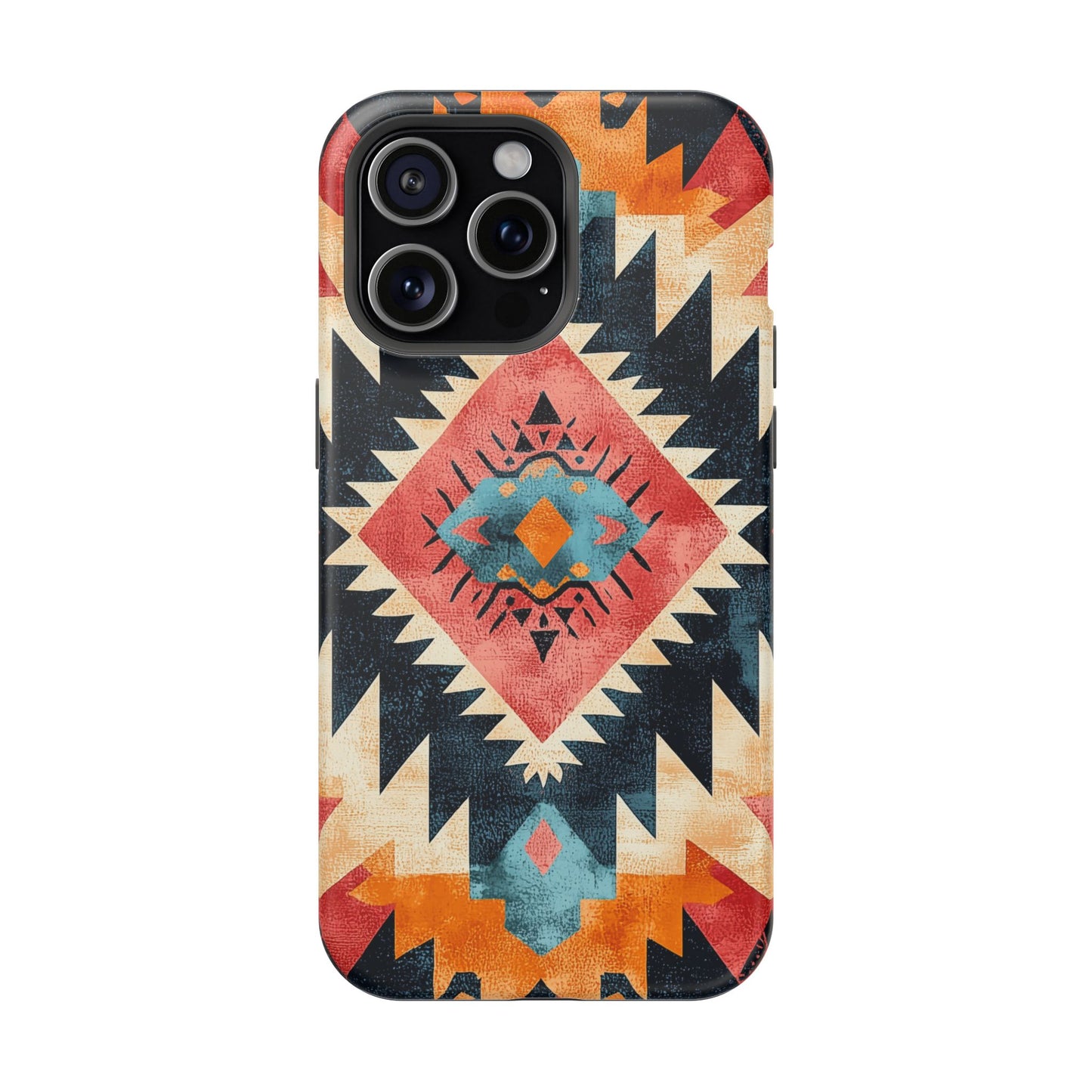 Bold Aztec Pattern Tough MagSafe iPhone Case – Vibrant Geometric Design, Dual-Layer Protection