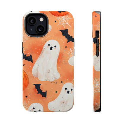 Spooky Cute Ghost MagSafe iPhone Case – Halloween Ghosts, Pumpkins, Bats & Cobwebs Design